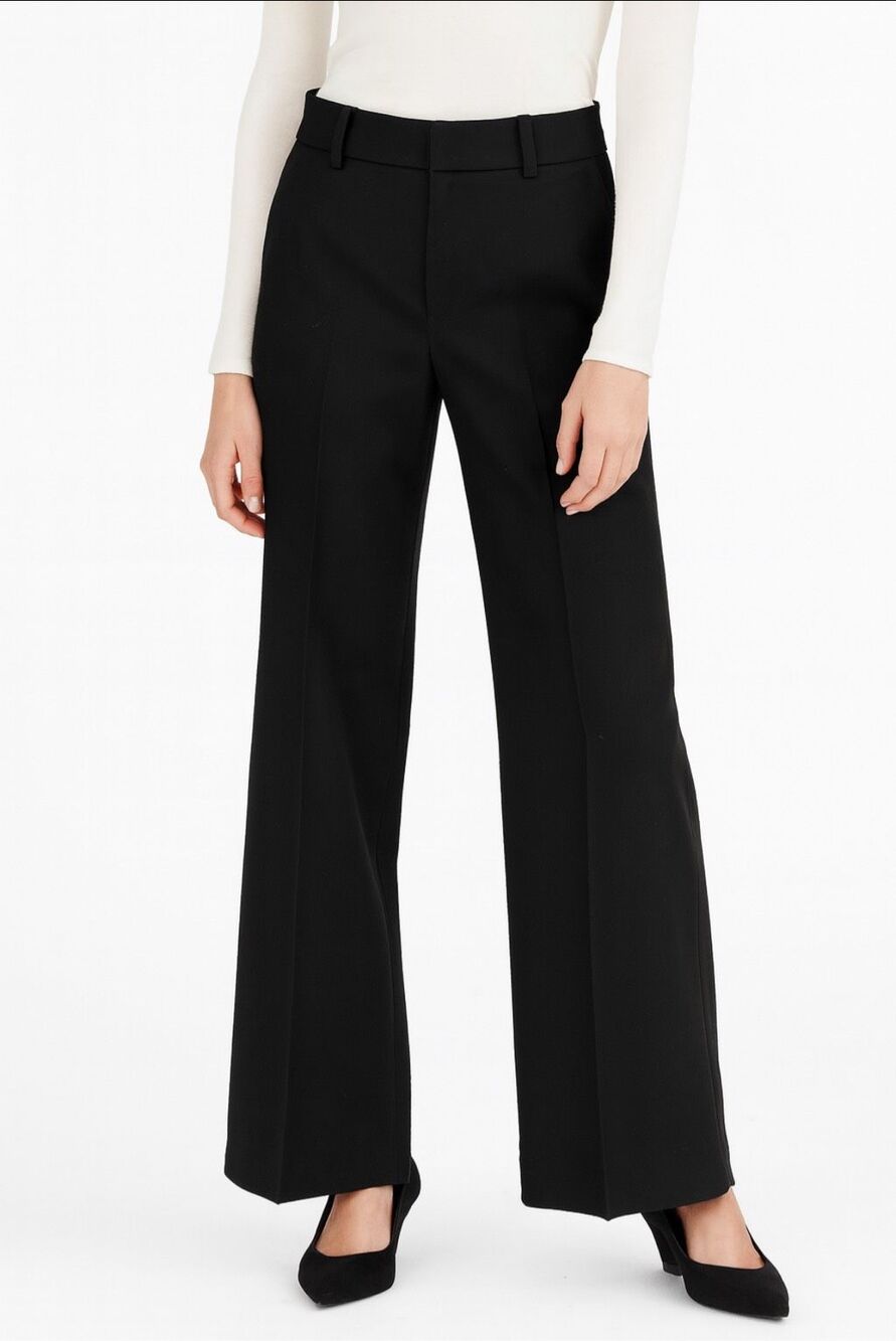 Erin Snow Black Wool Wide Leg High Rise Trouser Pants Size 10